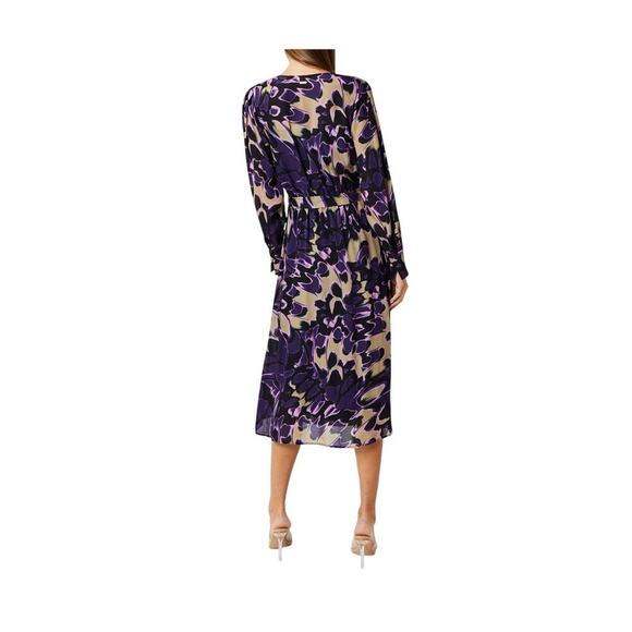 Boss Floral Tied-Waist Demaia Wrap Midi Dress Long Sleeve V Neck Size 4 NWOT - Picture 4 of 12